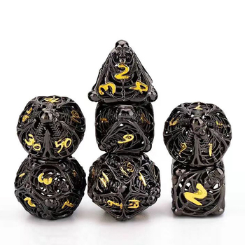 Metalne kocke s šupljim lubanjama - set za D&D i stolne igre, višestrane kocke, kutija 100 komada