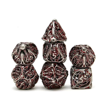 Metalne kocke s šupljim lubanjama - set za D&D i stolne igre, višestrane kocke, kutija 100 komada