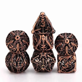 Metalne kocke s šupljim lubanjama - set za D&D i stolne igre, višestrane kocke, kutija 100 komada
