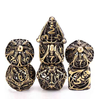 Metalne kocke s šupljim lubanjama - set za D&D i stolne igre, višestrane kocke, kutija 100 komada
