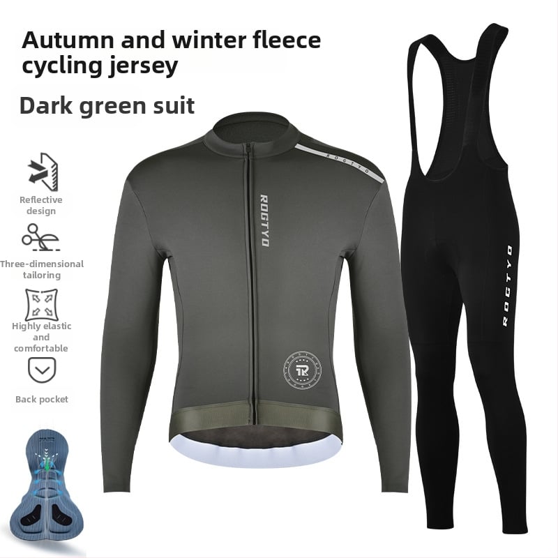 Vīriešu ziemas velosipēdu apģērbu komplekts — vējaizturīgs, silts audums, ceļa velosipēdam