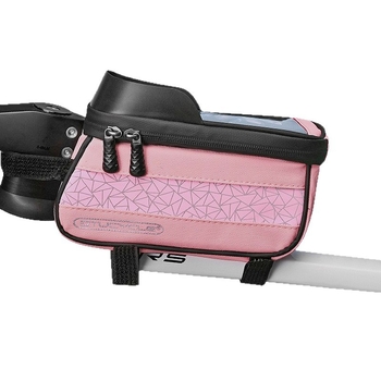 Τσάντα επάνω σωλήνα ποδηλάτου - Αδιάβροχη οθόνη αφής για κινητό, γεωμετρικός συνδυασμός χρωμάτων, 30L χωρητικότητα, DT1102, πολυεστέρας