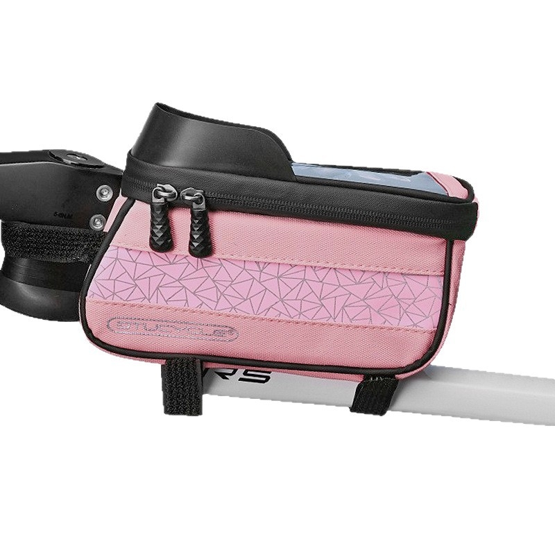 Τσάντα επάνω σωλήνα ποδηλάτου - Αδιάβροχη οθόνη αφής για κινητό, γεωμετρικός συνδυασμός χρωμάτων, 30L χωρητικότητα, DT1102, πολυεστέρας