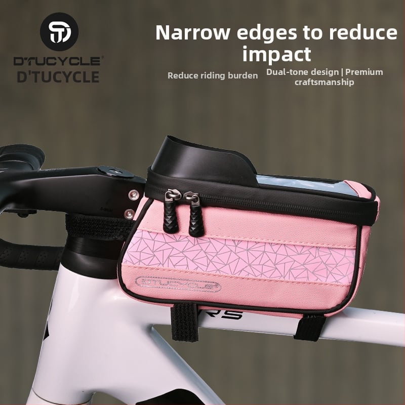 Τσάντα επάνω σωλήνα ποδηλάτου - Αδιάβροχη οθόνη αφής για κινητό, γεωμετρικός συνδυασμός χρωμάτων, 30L χωρητικότητα, DT1102, πολυεστέρας