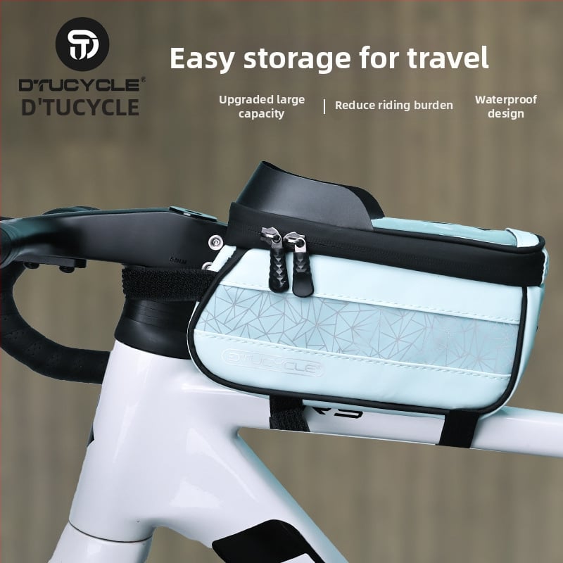 Τσάντα επάνω σωλήνα ποδηλάτου - Αδιάβροχη οθόνη αφής για κινητό, γεωμετρικός συνδυασμός χρωμάτων, 30L χωρητικότητα, DT1102, πολυεστέρας