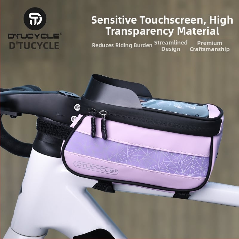 Τσάντα επάνω σωλήνα ποδηλάτου - Αδιάβροχη οθόνη αφής για κινητό, γεωμετρικός συνδυασμός χρωμάτων, 30L χωρητικότητα, DT1102, πολυεστέρας