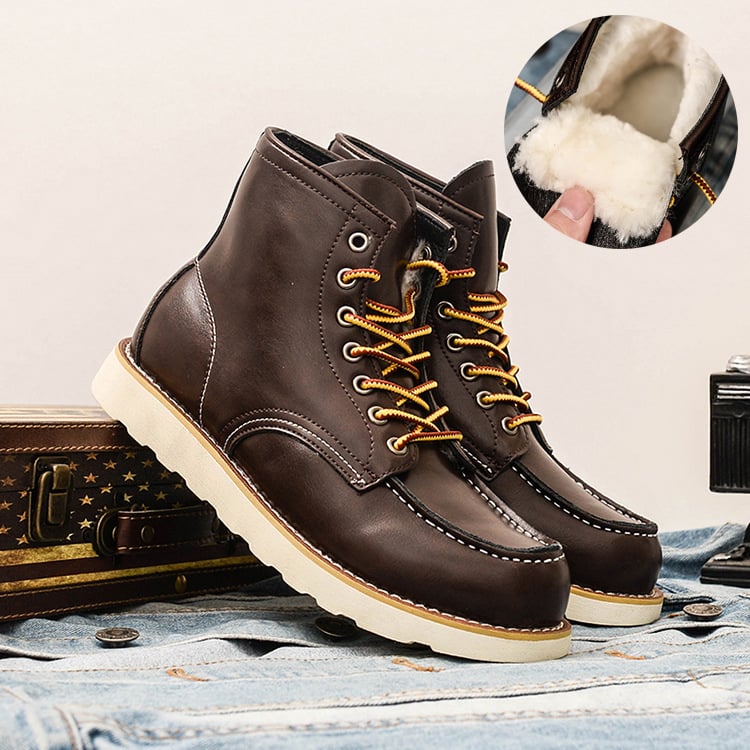 Vintage Martin zābaki, vidēja augstuma, virsējā daļa no divslāņu liellādas ādas, Goodyear šuvju gumijas zole, apaļa purns