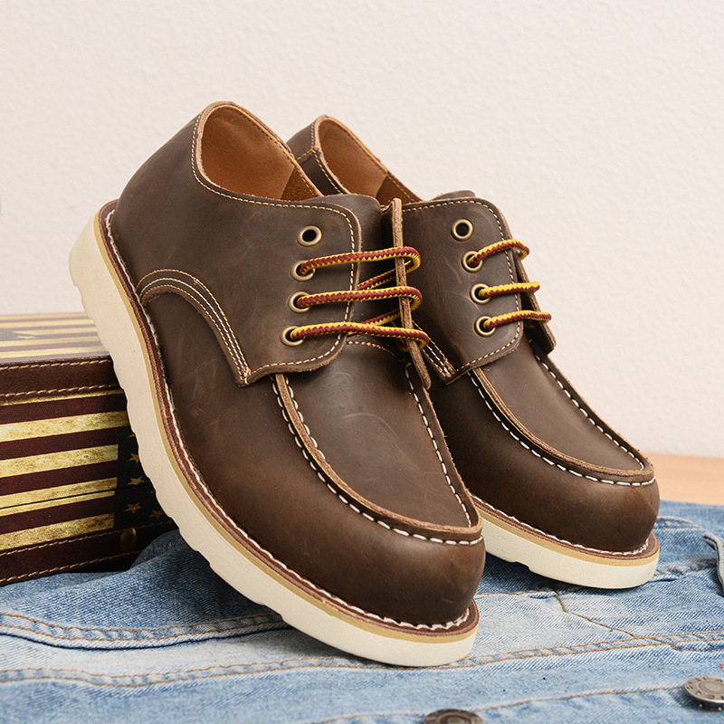 Vintage Martin zābaki, vidēja augstuma, virsējā daļa no divslāņu liellādas ādas, Goodyear šuvju gumijas zole, apaļa purns