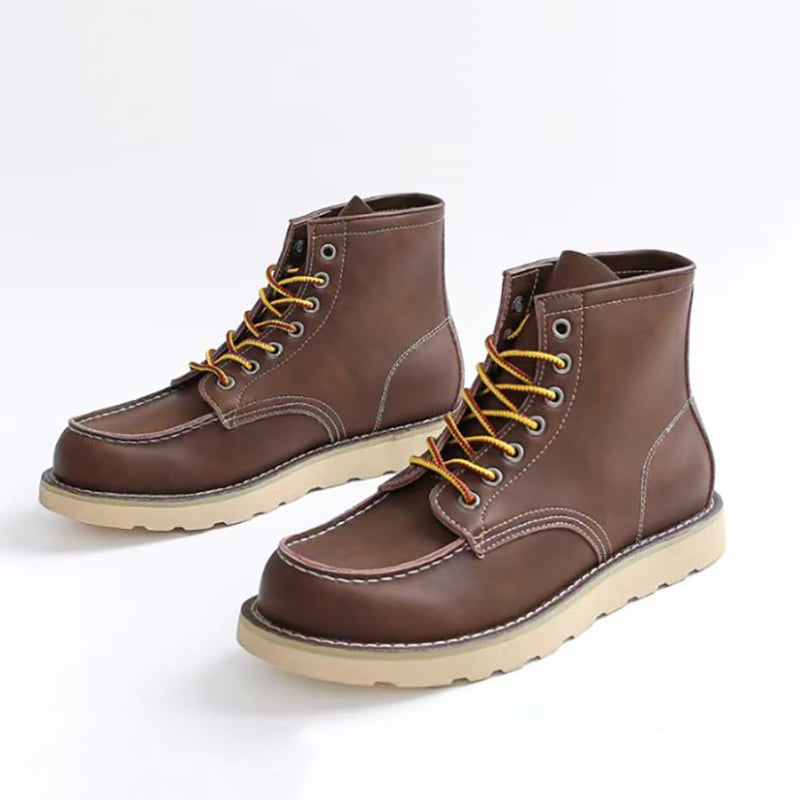 Vintage Martin zābaki, vidēja augstuma, virsējā daļa no divslāņu liellādas ādas, Goodyear šuvju gumijas zole, apaļa purns