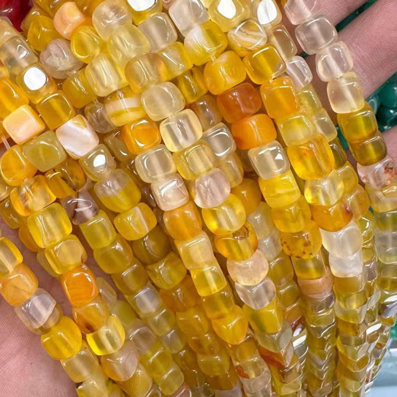 Kružne perle, agat u obliku šećerne kocke, komponente za DIY nakit, prirodne citrinske slobodne perle