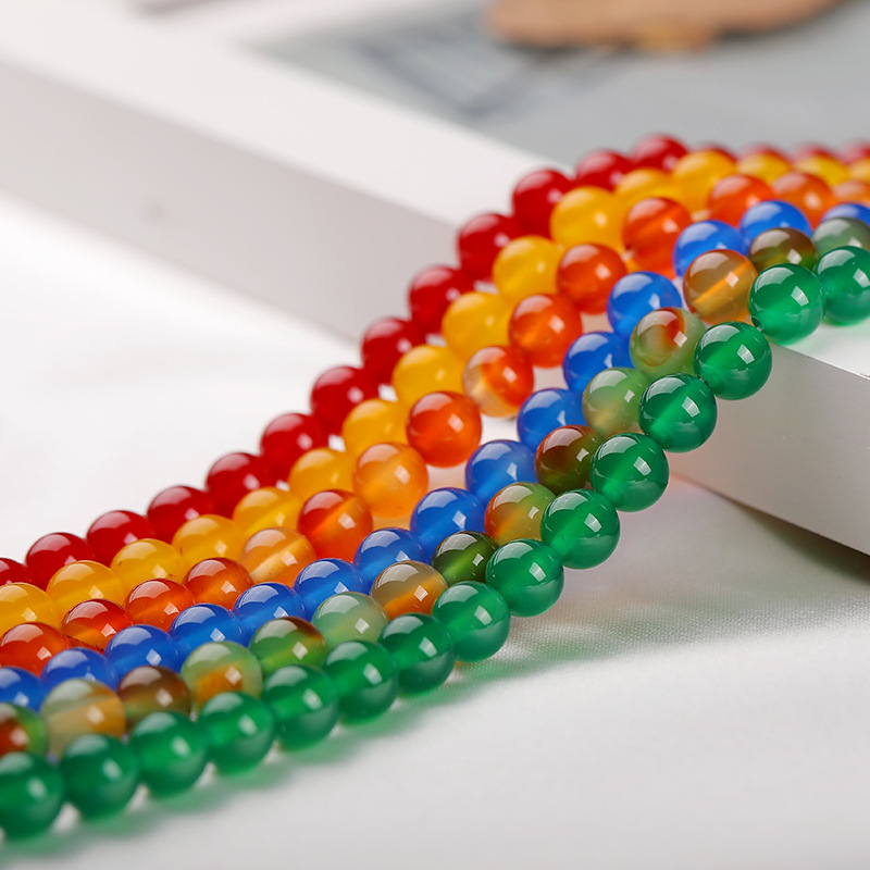 Crvene ahatove dugačke perle za DIY nakit – ručno izrađeni dodaci za perle, bubnjaste perle, slobodne okrugle perle 10 mm, poluproizvodi