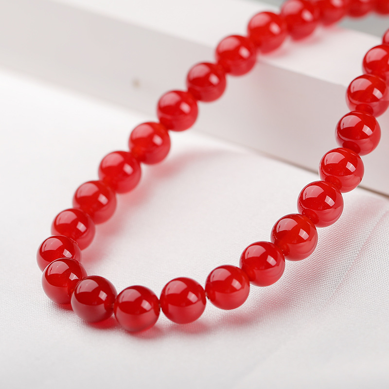 Crvene ahatove dugačke perle za DIY nakit – ručno izrađeni dodaci za perle, bubnjaste perle, slobodne okrugle perle 10 mm, poluproizvodi