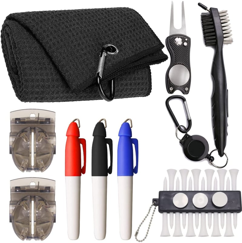 Σετ καθαρισμού γκολφ με πετσέτα και βούρτσα, Rayten, πολυεστέρας, δυνατότητα προσαρμογής λογότυπου