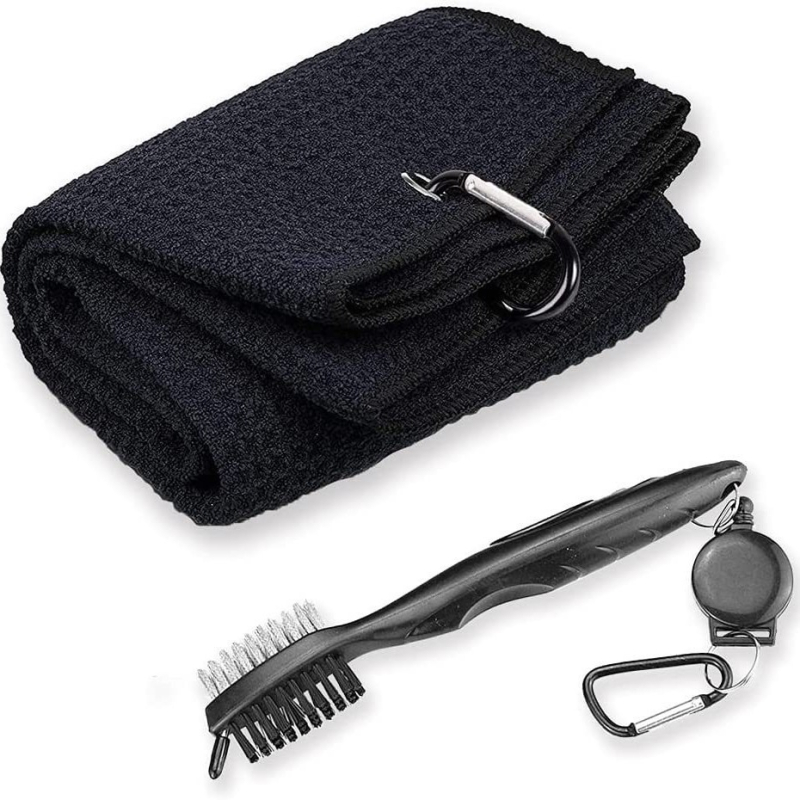 Σετ καθαρισμού γκολφ με πετσέτα και βούρτσα, Rayten, πολυεστέρας, δυνατότητα προσαρμογής λογότυπου