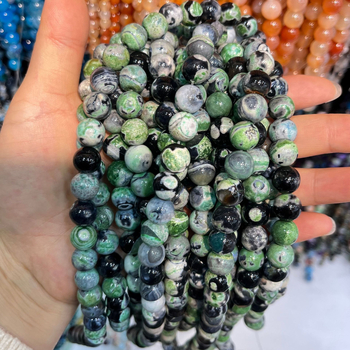 Taohong achát gyöngyök, sárkány minta, mesterséges polírozás