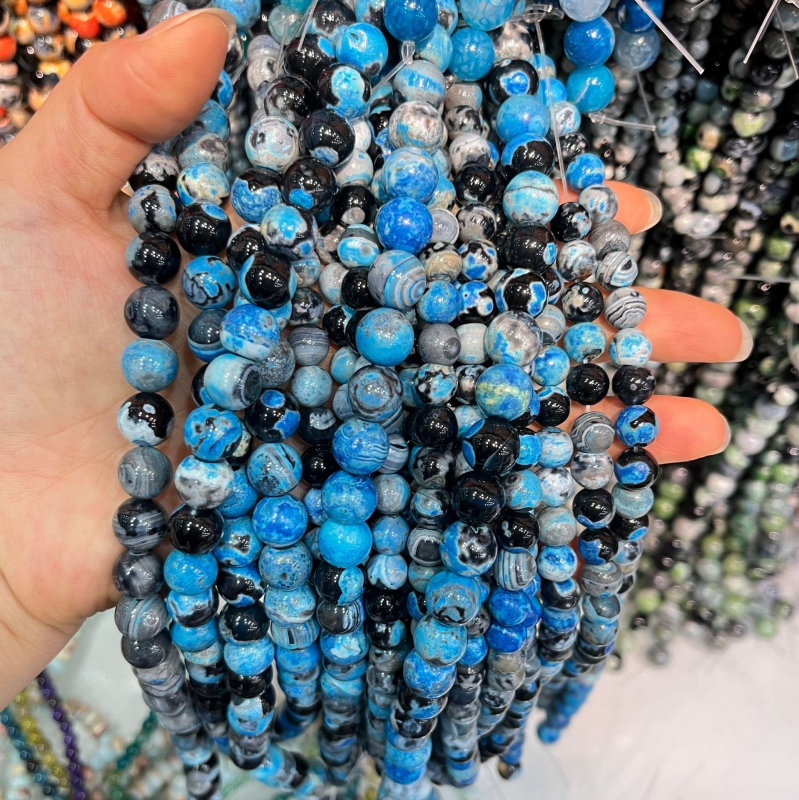 Taohong achát gyöngyök, sárkány minta, mesterséges polírozás