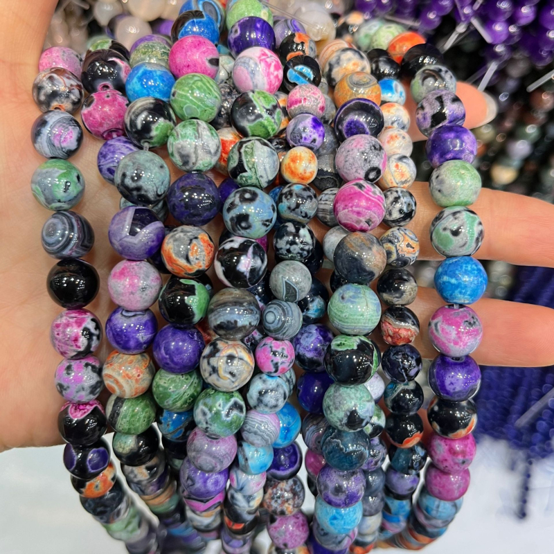 Taohong achát gyöngyök, sárkány minta, mesterséges polírozás