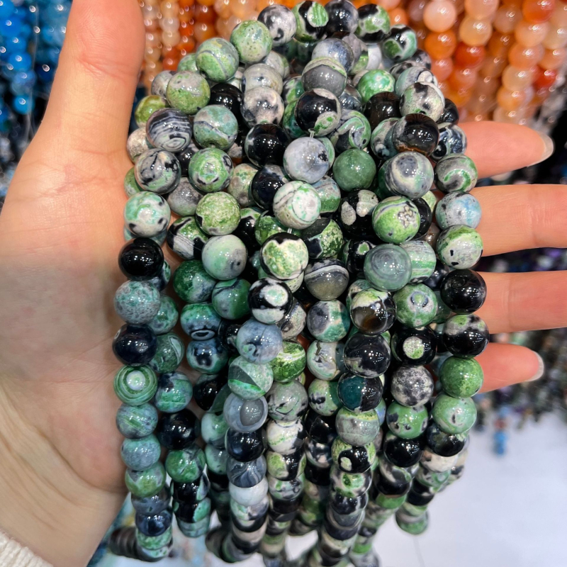 Taohong achát gyöngyök, sárkány minta, mesterséges polírozás