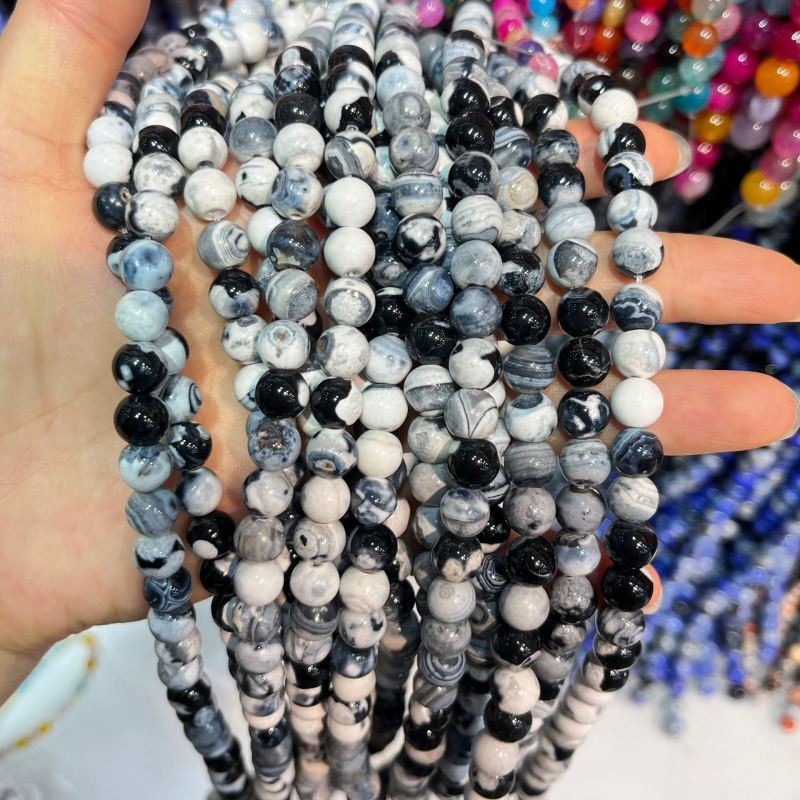 Taohong achát gyöngyök, sárkány minta, mesterséges polírozás