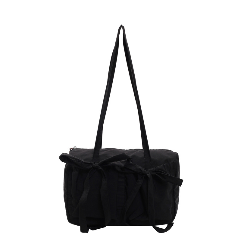 Crossbody torba s mašnicom, platno (vodoravni kvadratni oblik, zatvoren otvor, laminirani džep na zip, dvostruke naramenice)