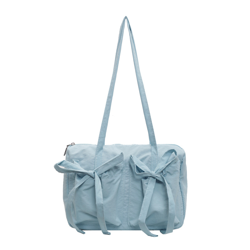 Crossbody torba s mašnicom, platno (vodoravni kvadratni oblik, zatvoren otvor, laminirani džep na zip, dvostruke naramenice)