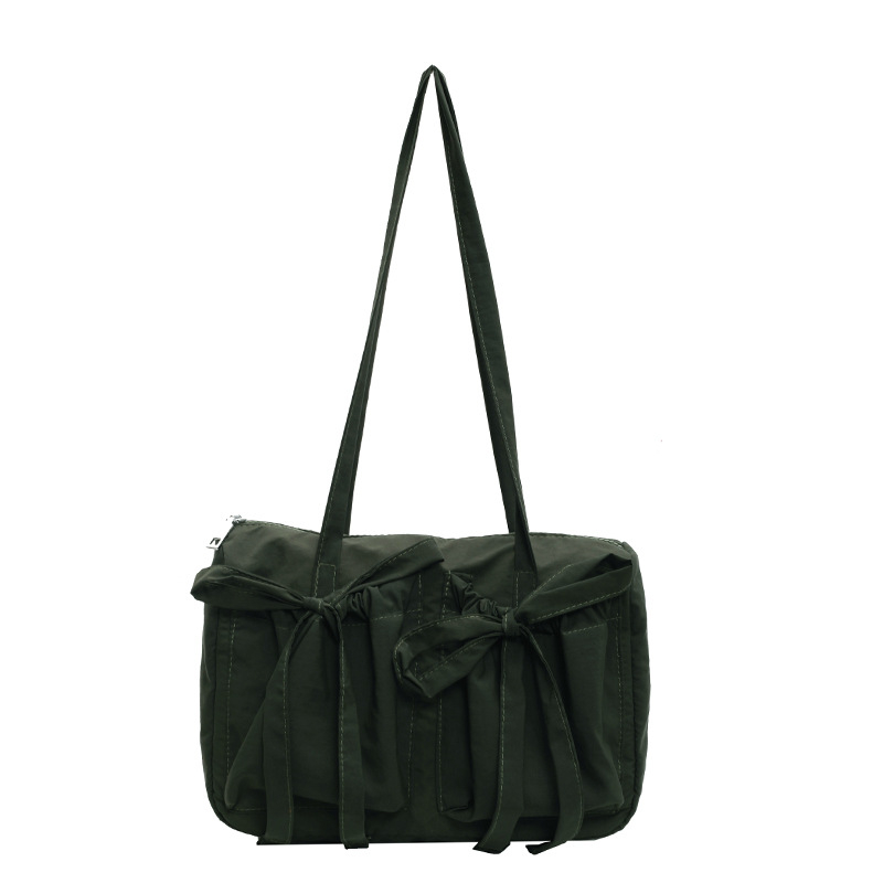 Crossbody torba s mašnicom, platno (vodoravni kvadratni oblik, zatvoren otvor, laminirani džep na zip, dvostruke naramenice)