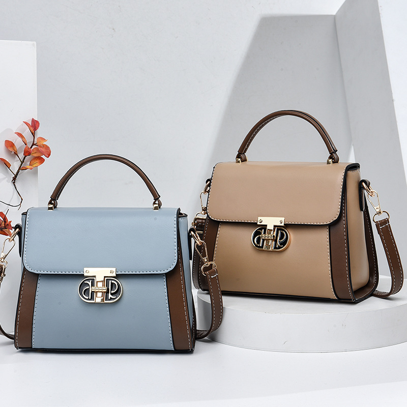 Crossbody mala kvadratna torbica – color-block korejskog stila, PU materijal, podstava od poliester, horizontalni oblik, unutarnji pretinac, jedna naramenica