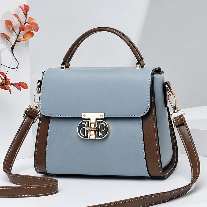 Crossbody mala kvadratna torbica – color-block korejskog stila, PU materijal, podstava od poliester, horizontalni oblik, unutarnji pretinac, jedna naramenica