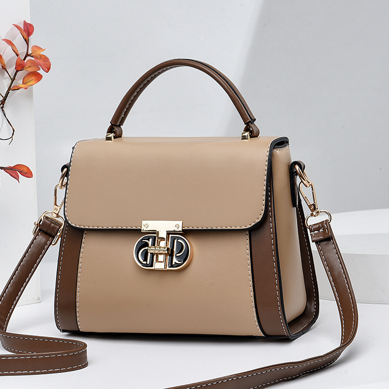 Crossbody mala kvadratna torbica – color-block korejskog stila, PU materijal, podstava od poliester, horizontalni oblik, unutarnji pretinac, jedna naramenica