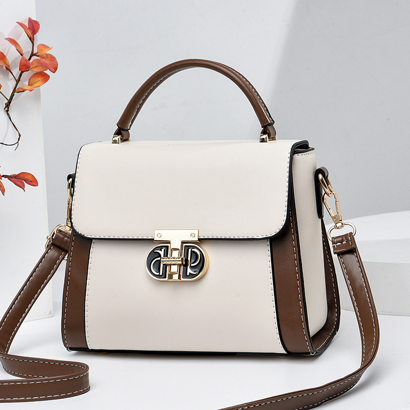 Crossbody mala kvadratna torbica – color-block korejskog stila, PU materijal, podstava od poliester, horizontalni oblik, unutarnji pretinac, jedna naramenica