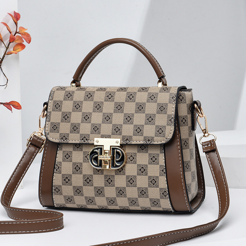 Crossbody mala kvadratna torbica – color-block korejskog stila, PU materijal, podstava od poliester, horizontalni oblik, unutarnji pretinac, jedna naramenica