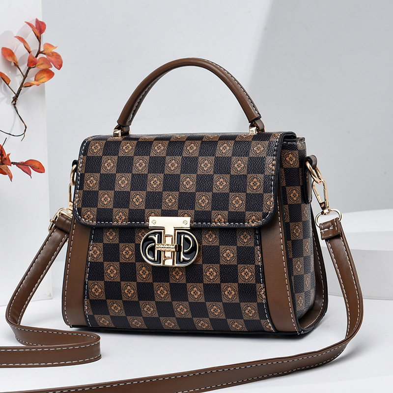 Crossbody mala kvadratna torbica – color-block korejskog stila, PU materijal, podstava od poliester, horizontalni oblik, unutarnji pretinac, jedna naramenica