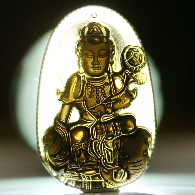 Ogrlica od obsidijana s privjeskom Buddhe za 12 znakova zodijaka