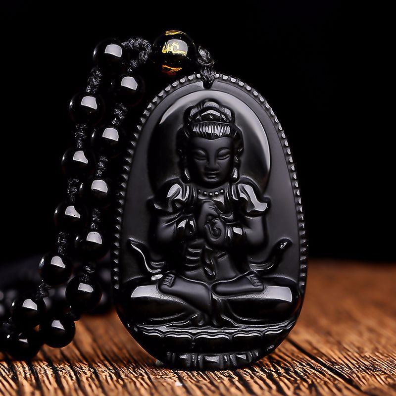 Ogrlica od obsidijana s privjeskom Buddhe za 12 znakova zodijaka