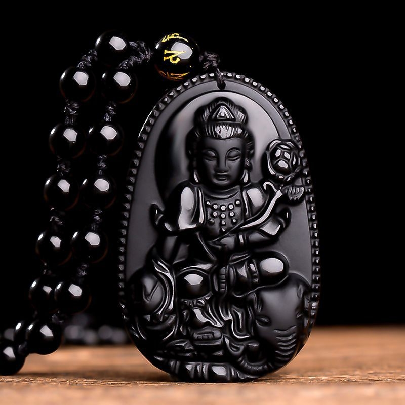 Ogrlica od obsidijana s privjeskom Buddhe za 12 znakova zodijaka