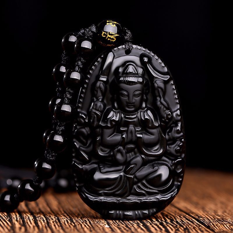 Ogrlica od obsidijana s privjeskom Buddhe za 12 znakova zodijaka