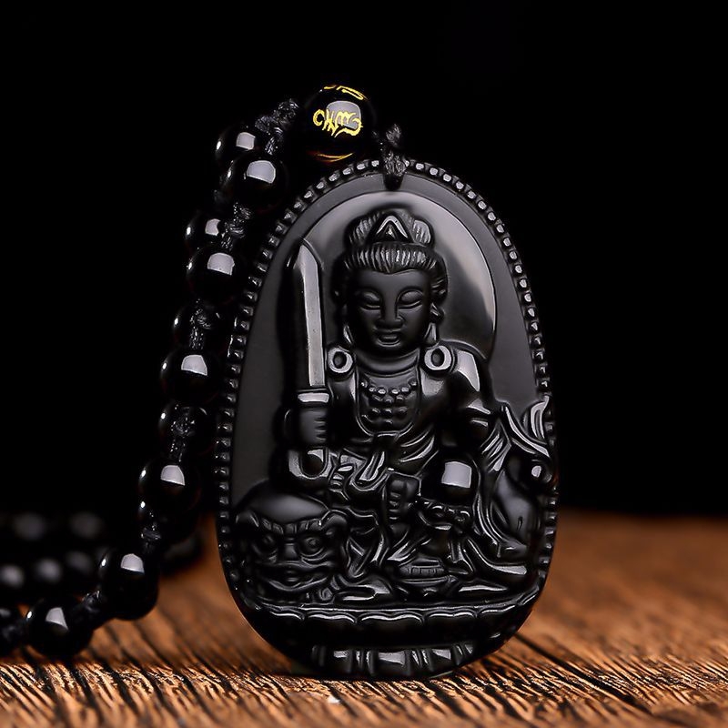 Ogrlica od obsidijana s privjeskom Buddhe za 12 znakova zodijaka