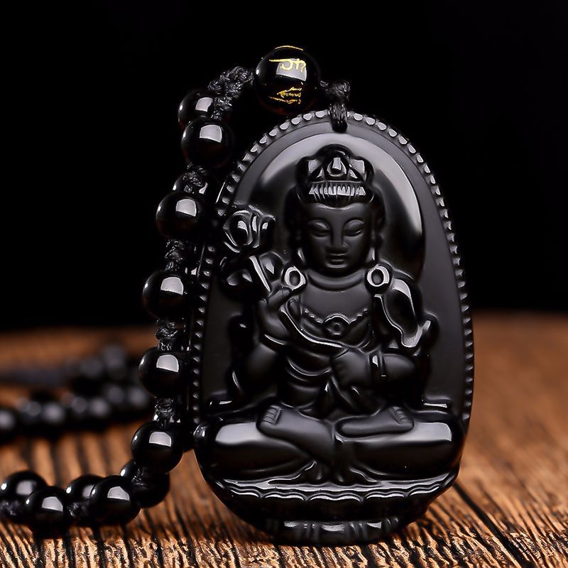 Ogrlica od obsidijana s privjeskom Buddhe za 12 znakova zodijaka