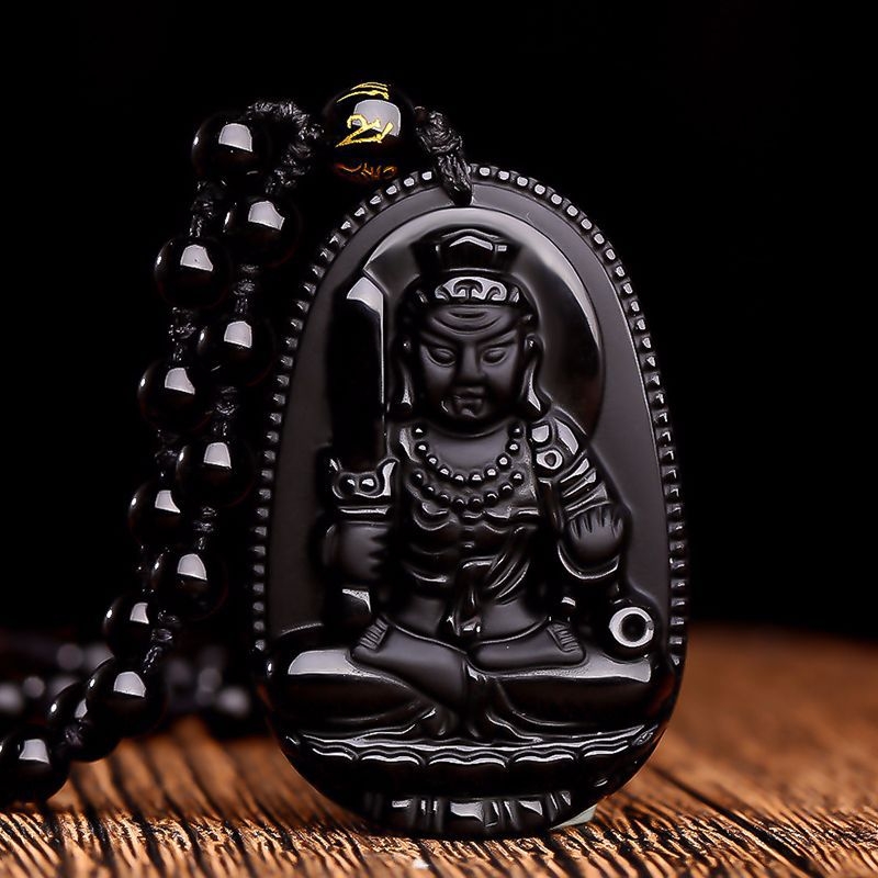 Ogrlica od obsidijana s privjeskom Buddhe za 12 znakova zodijaka