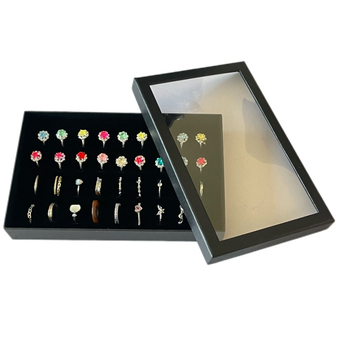 Kutija za prikazivanje nakita za prstenje i naušnice, od kompozitnih materijala, prodajna ambalaža, namijenjena pakiranju prstena, specijalno pakiranje nakita
