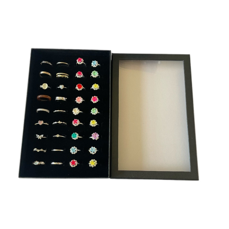 Kutija za prikazivanje nakita za prstenje i naušnice, od kompozitnih materijala, prodajna ambalaža, namijenjena pakiranju prstena, specijalno pakiranje nakita