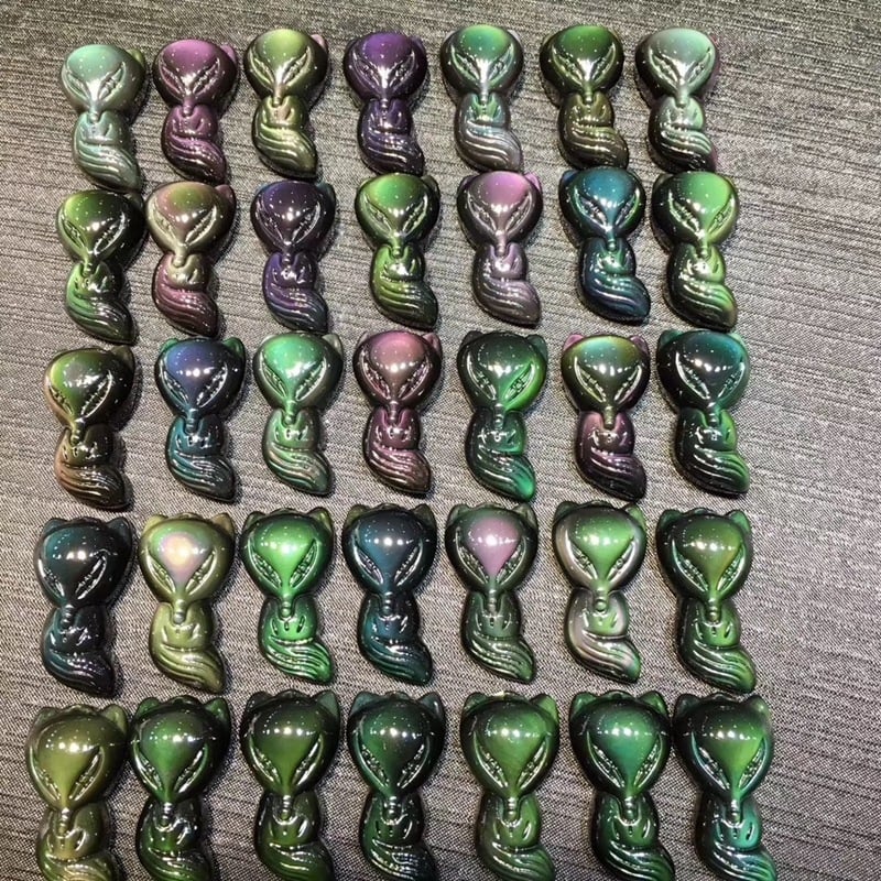 Ogrlica s privjeskom lisice od prirodnog obsidijana, stil životinje/zodijak, broj proizvoda 009HL09, ljeto 2021