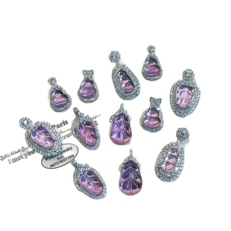 Ripats ametisti kristalliga, sünteetiliste tsirkooniidega, 925 hõbedast – lihtne stiil