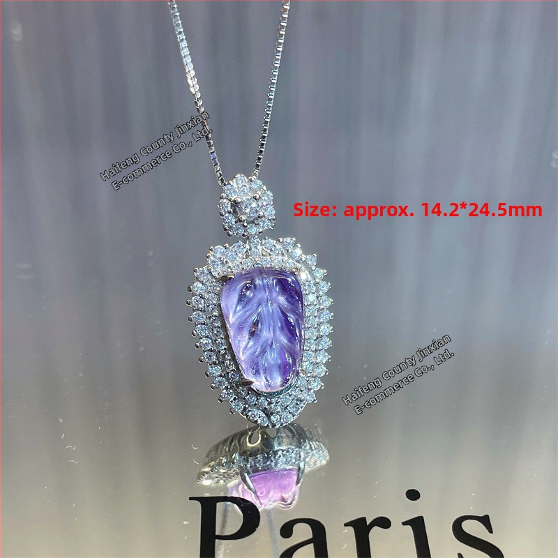 Ripats ametisti kristalliga, sünteetiliste tsirkooniidega, 925 hõbedast – lihtne stiil