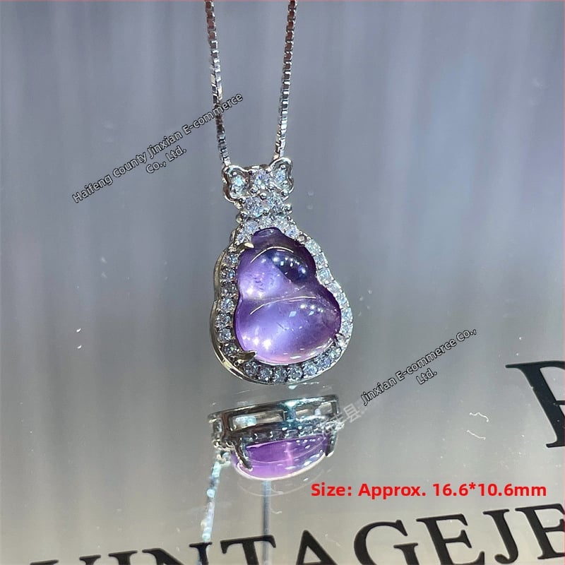 Ripats ametisti kristalliga, sünteetiliste tsirkooniidega, 925 hõbedast – lihtne stiil