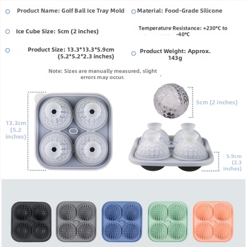 Μορφή πάγου για ουίσκι σε σχήμα μπάλας, σιλικόνινη παγοθήκη με 4 οπές για γκολφ, χωρητικότητα 100 ml
