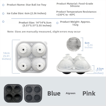 Μορφή πάγου για ουίσκι σε σχήμα μπάλας, σιλικόνινη παγοθήκη με 4 οπές για γκολφ, χωρητικότητα 100 ml