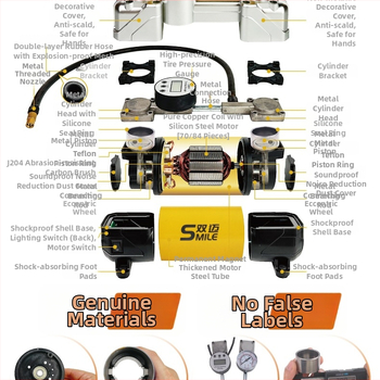 Prijenosna 12V pumpa za automobile pneu, dvostruki cilindar, 180W, digitalni zaslon, protok zraka 50 L/min