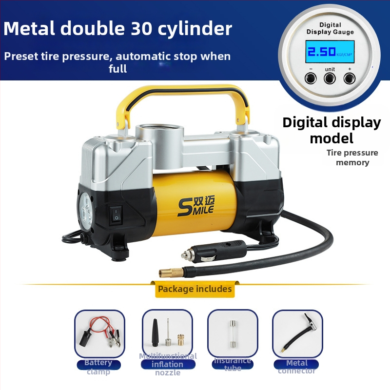 Prijenosna 12V pumpa za automobile pneu, dvostruki cilindar, 180W, digitalni zaslon, protok zraka 50 L/min
