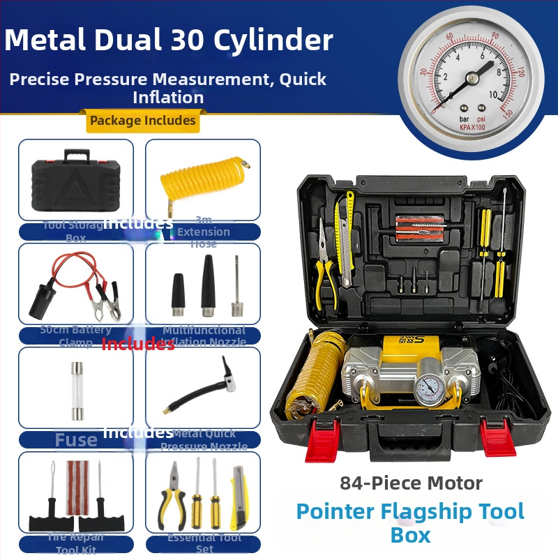 Prijenosna 12V pumpa za automobile pneu, dvostruki cilindar, 180W, digitalni zaslon, protok zraka 50 L/min